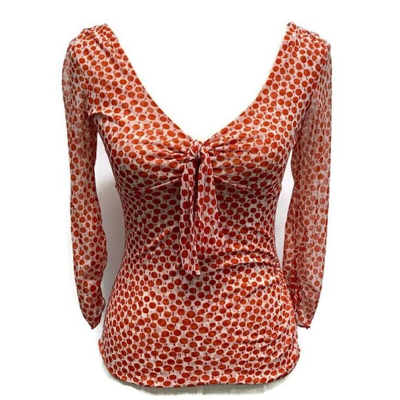 Diane Von Furstenberg Red Dot Side Ruched Blouse - Picture 1 of 3